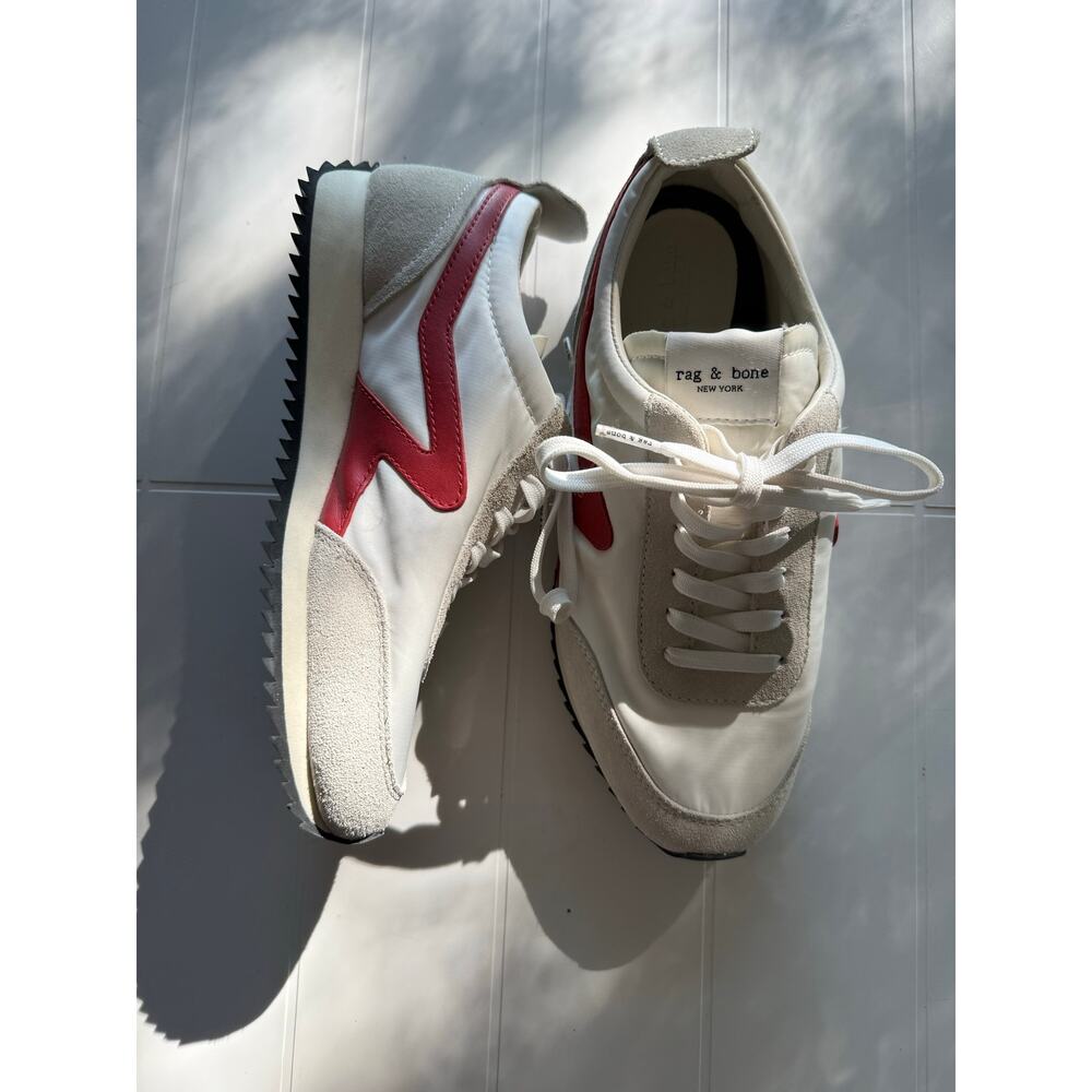 rag & bone Retro Runner Sneakers new without box white and maroon size 7 - Picture 3 of 9